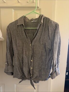 Women’s Lightweight Gray Linen-Blend Shirt Jacket